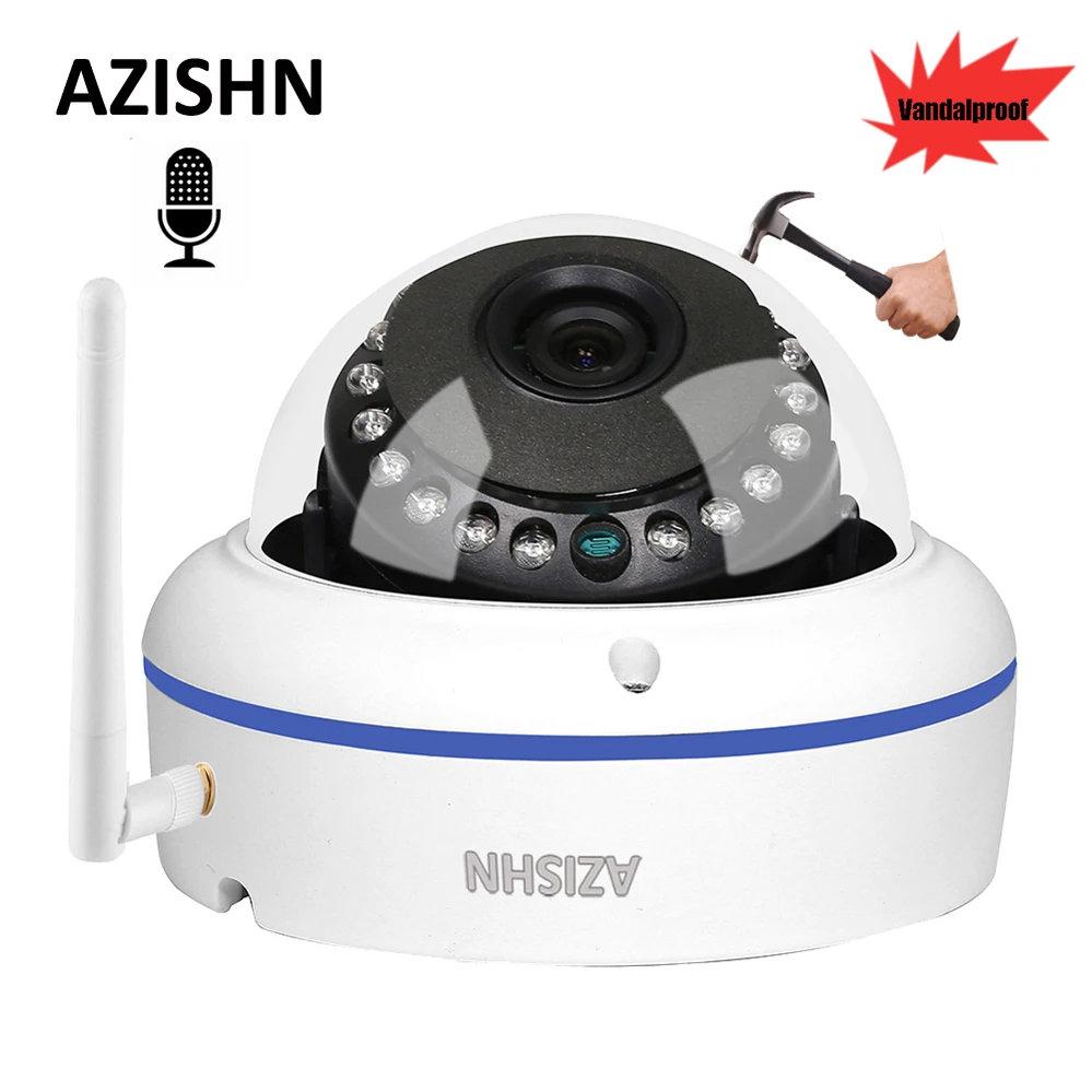 AZISHN Vandalproof аудио широкоугольный 1080P 960P 720P WiFi ip-камера с микрофоном для наружного