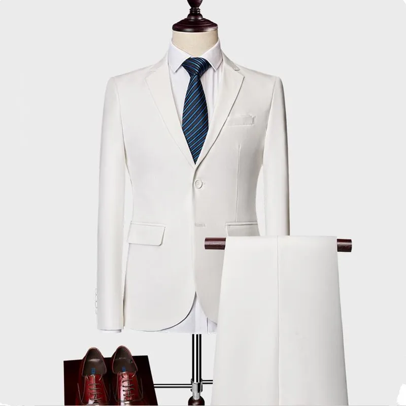 

M-6XL Large Size 2019 High Quality Famous Brand Mens Suits Wedding Groom 2 Pieces(Jacket+Pant) Slim Fit Casual Tuxedo Suit Male