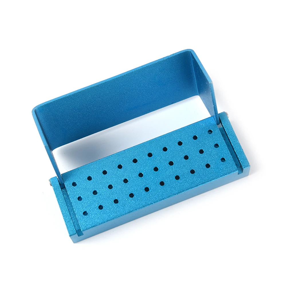 30 отверстий, открывающаяся коробка для дезинфекции, Автоклавный алюминиевый держатель для стоматологических боров, блок для высокоскоростных/низкоскоростных боров - Цвет: blue
