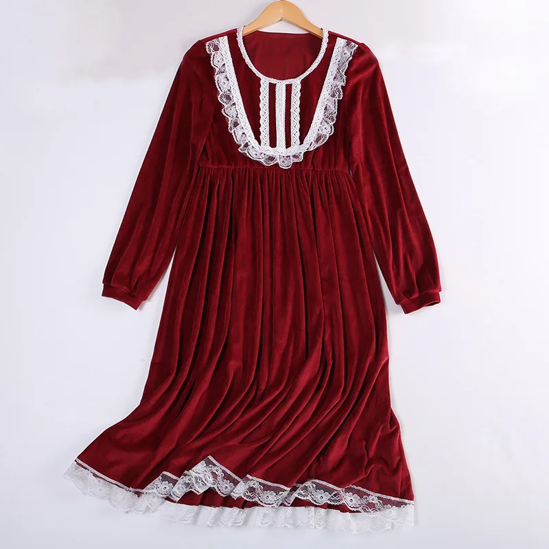 RenYvtil Velvet Princess Bathrobe Winter Women Coral Fleece Sleeping