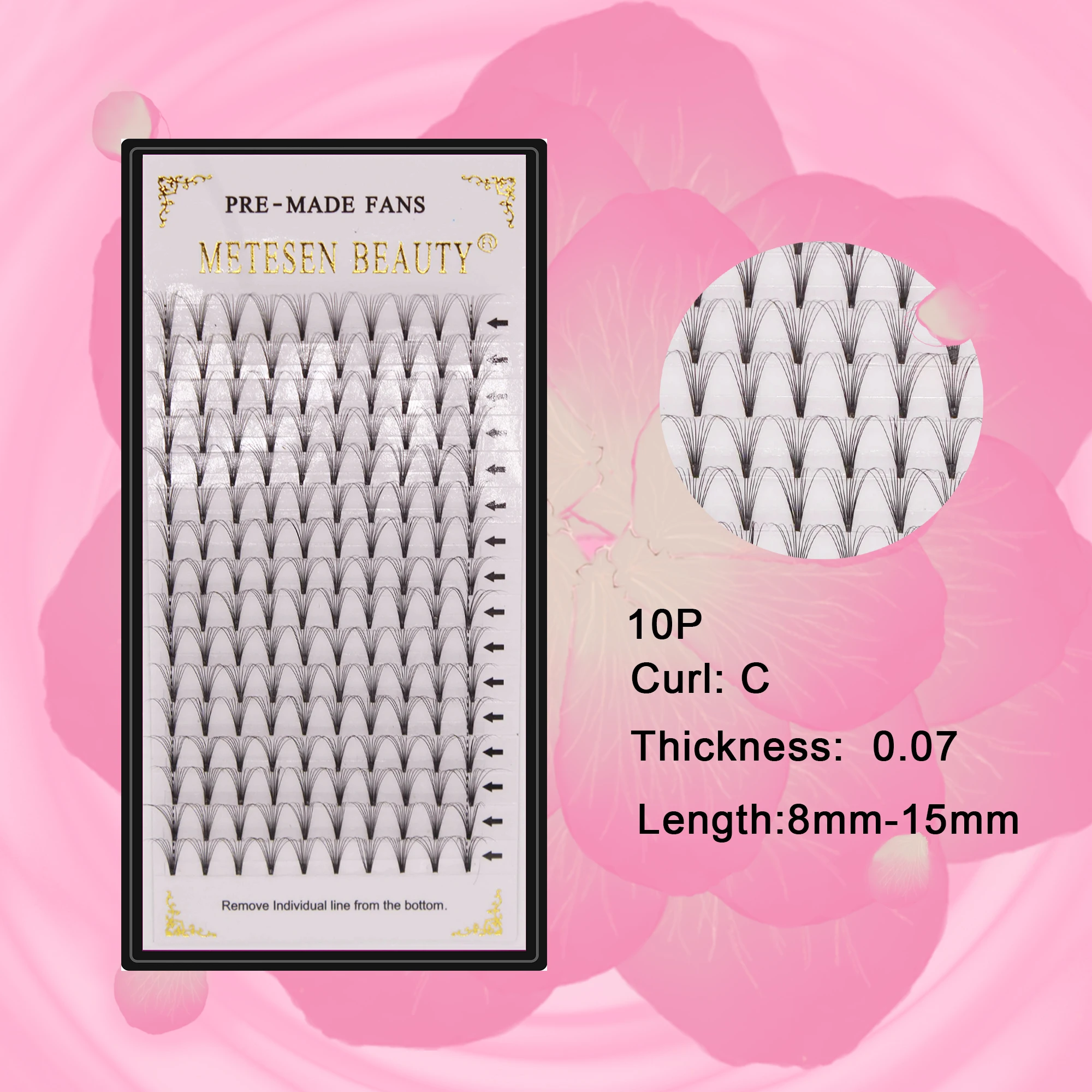 

MetesenBeauty natural hair lashes premade volume lash fans premium 16rows 10p volume synthetic hair long false make up eyelashes