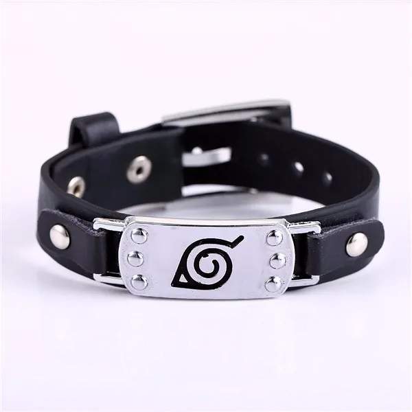 Best selling MOSU Hot font b anime b font Naruto Silver Alloy Bracelet Leather Punk Bangle