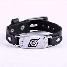 Best selling MOSU Hot font b anime b font Naruto Silver Alloy Bracelet Leather Punk Bangle