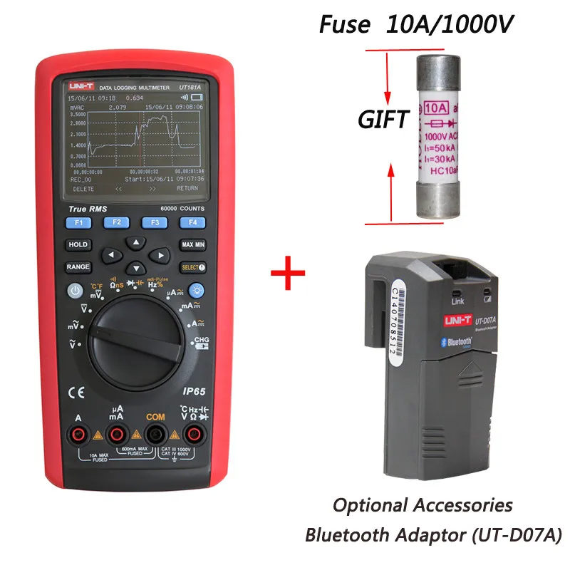 UNI-T UT181A True RMS регистрация данных мультиметр USB/Bluetooth передача/измерение температуры - Цвет: UT181A(PlusUT-D07A)