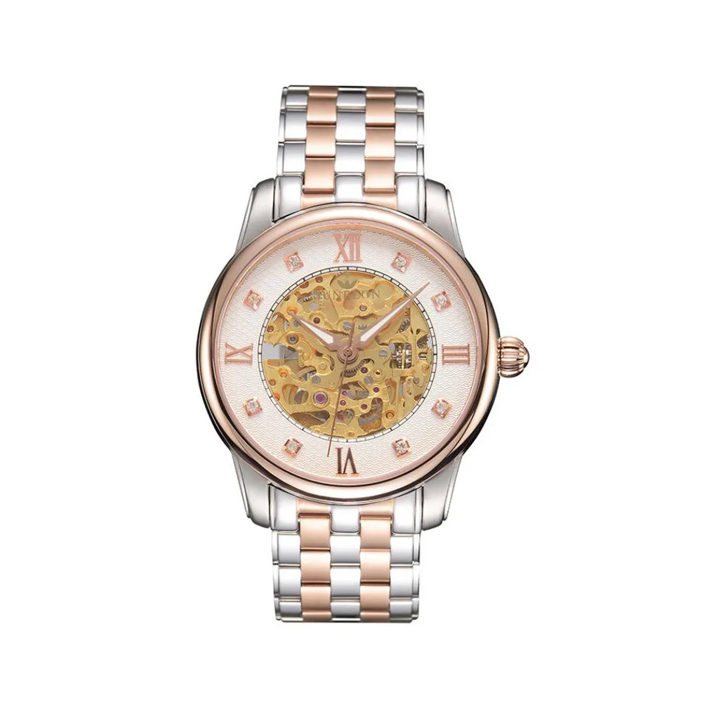 

Aimecor 2018 New Men's Stainless Steel Mechanical Hollow Out All Luxury Watch Gold Movement Fashion Men Watch Gift Clock Table