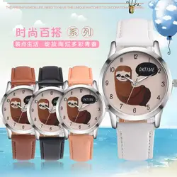 Цена по прейскуранту завода, DHL бесплатно 100 шт/партия, новый бренд октайм Ленивец кожа модные часы для женщин женские наручные часы
