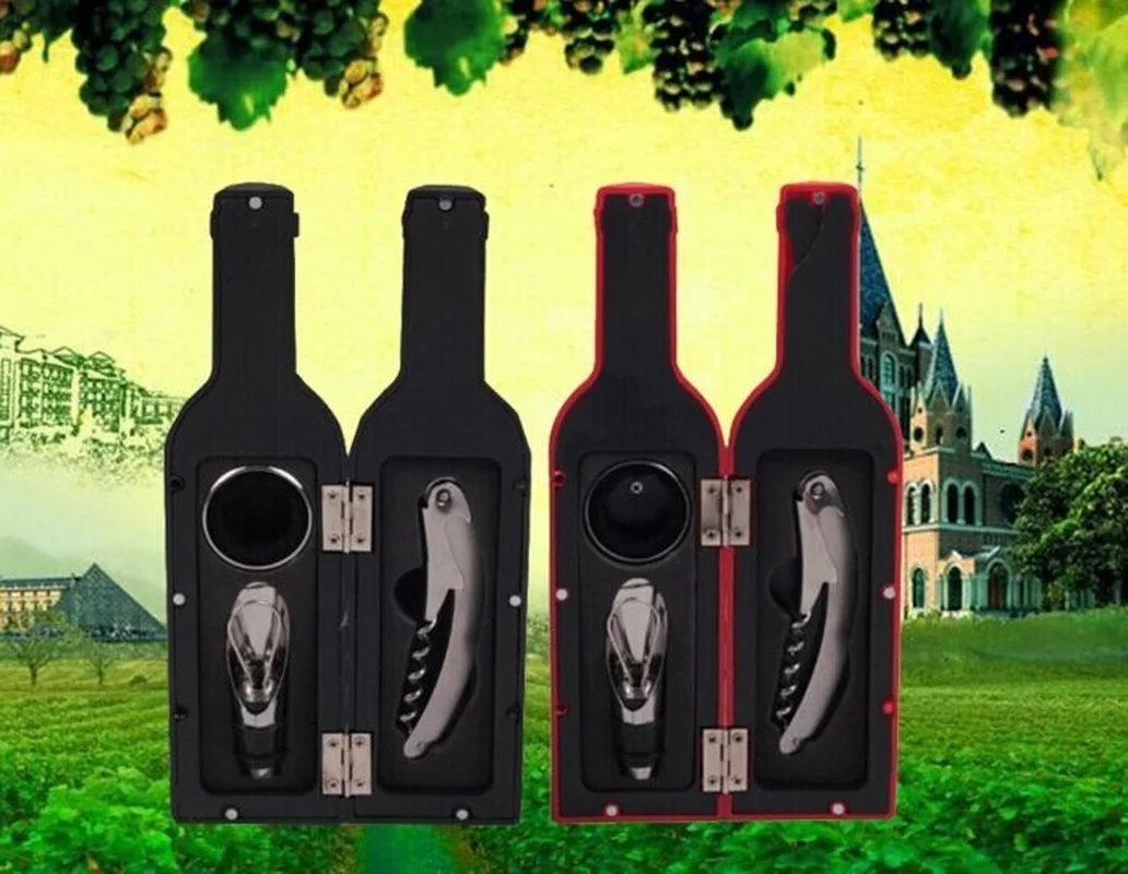 Wine Bottle Corkscrew Accessory Set Novelty Bottle Shaped