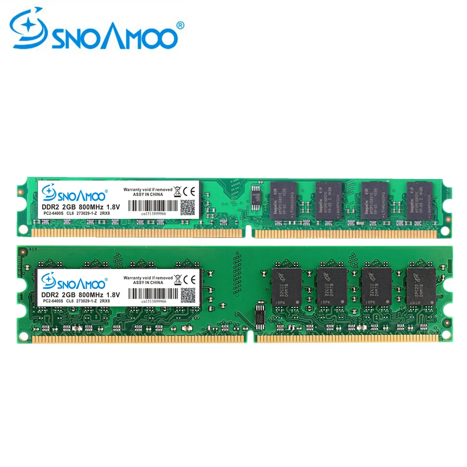 

SNOAMOO Desktop PC Ram DDR2 2gb 800Mhz 667Mhz 1.8V work all INTEL and AMD PC2-6400 240Pin 1.8V CL6 CL5 Super Economy Memory