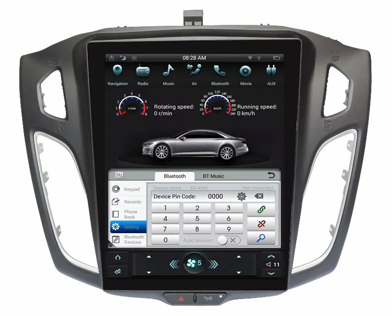 Top For Ford Focus 2012 Vertical Screen Auto Audio 2GB+32GB 12.1" Tesla Android Car Radio GPS Multimedia Stereo 3