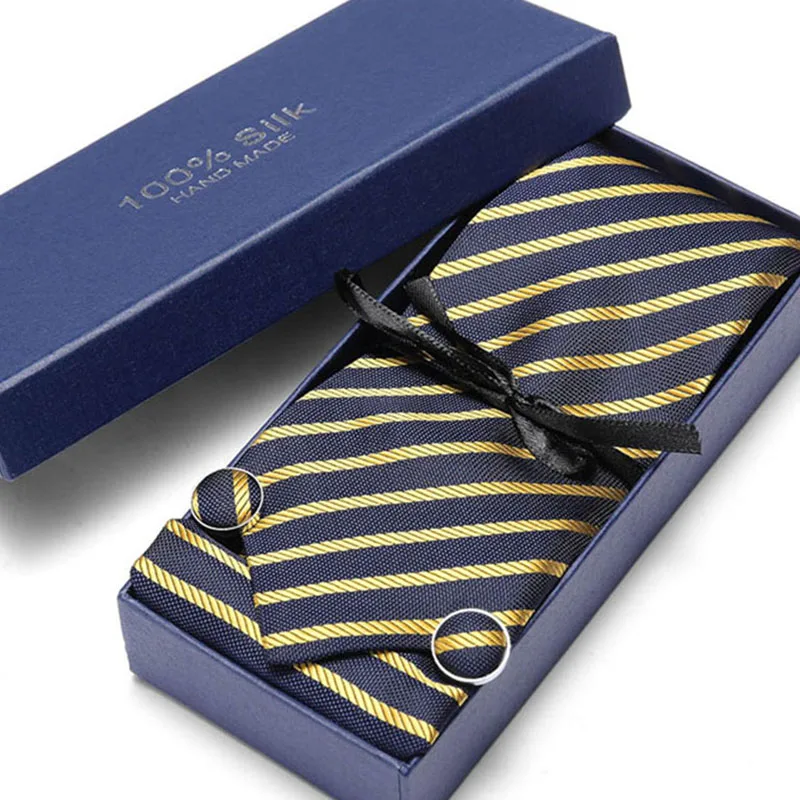 Подарочная упаковка мужской брендовый Роскошный Галстук Свадебный квадратный Карманный мужской галстук шелковый галстук набор запонки платок - Цвет: SC85