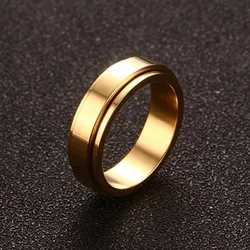 Vnox Men's Stainless Steel Spinner Ring - Stress Relief Viking Rune Jewelry - 8 (6mm Gold)