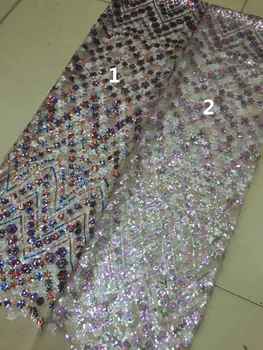 

High grade tulle lace African French net lace fabric with sequins CiCi-92906 embroidery lace for bridal dress