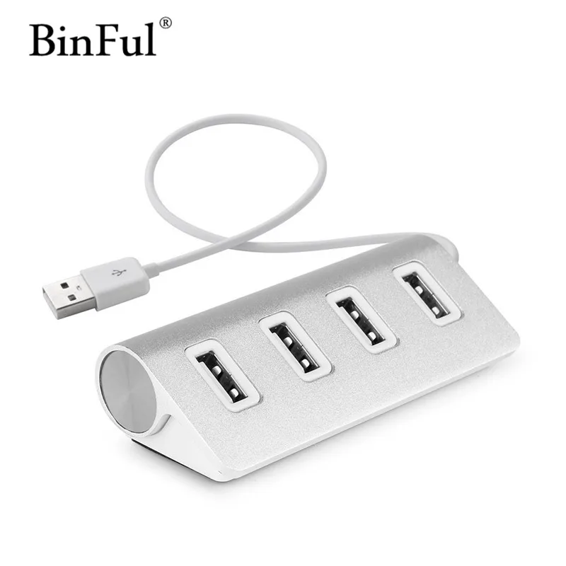 BinFul 4 USB порт адаптер алюминиевый материал USB 2,0 3,0 концентратор разветвитель синий индикатор светильник для Windows 7 8 10 XP Vista Mac