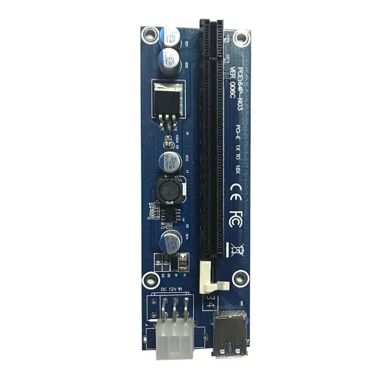 006C PCI-E Express 1x to 16x Extender Riser Card USB 3.0 6Pin SATA Interface Graphics Card Riser for Bitcoin Mining Miner BTC