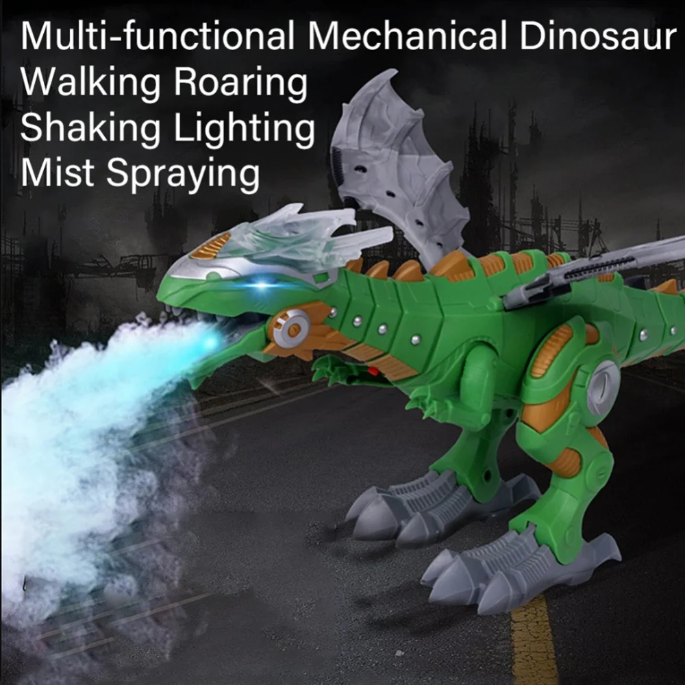 Электрический динозавр игрушка для детей большой прогулочный спрей динозавр робот с легким звуком механические птерозавры динозавр