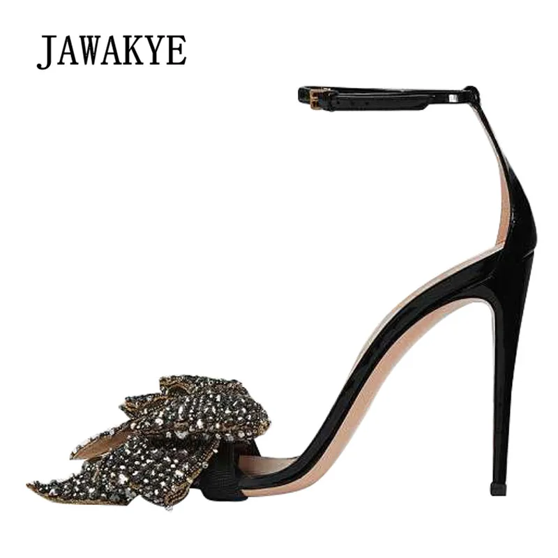 

2019 Rhinestone Dimond Bowknot Gladiator Sandals Woman Open Toe High Heel Shoes Women Fashion Wedding Shoes