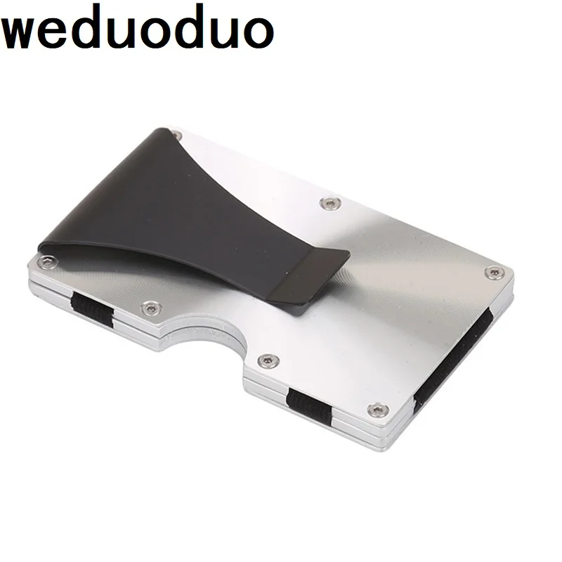 Weduoduo для мужчин женщин кредитной держатель для карт анти защиты Блокировка Rfid кошелек Портативный держатель для карт клип путешествия металлический корпус