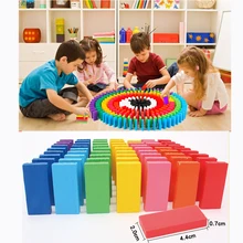Domino Toys Children Wooden Toys Colored Domino Game Buliding Blocks Kits Early Educational Puzzle Toy Children's Christmas Gift