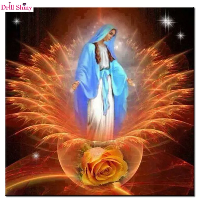 

5D DIY diamond painting cross stitch religious the virgin Mary Russian style Full round rhinestones mosaic Decor wall painitng