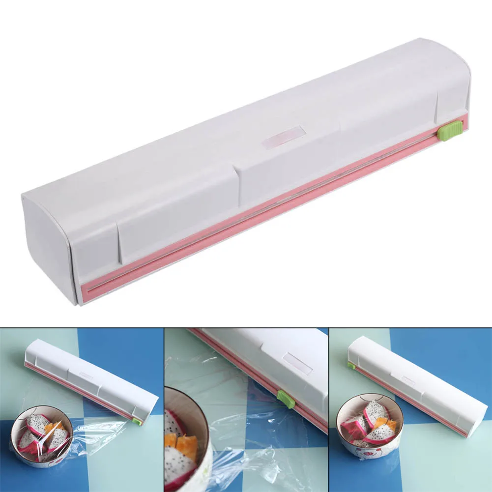 

Food Wrap Dispenser Plastic Cutter Foil Cling Film Storage Holder Box Kitchen Supplies H99F