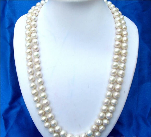 

FREE shipping>>>>50"11mm round white freshwater pearl necklace