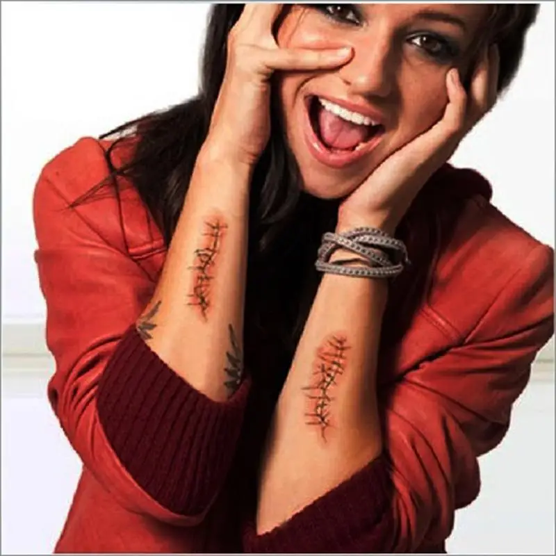 Halloween Zombie Scars Tattoos With Fake Scab Blood Special Fx Costume 