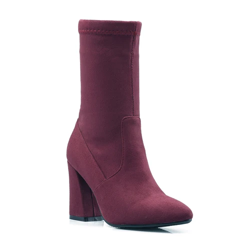 CDPUNDARI/ботильоны для женщин из искусственной замши; ботинки на высоком каблуке; женская зимняя обувь; botas mujer botte femme - Цвет: Красный