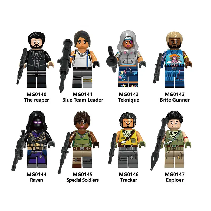 

Single Sale LegoINGlys Fortress Night Reaper Blue Team Leader Teknique Brite Gunner Raven Minifigure Building Blocks Toys Gifts