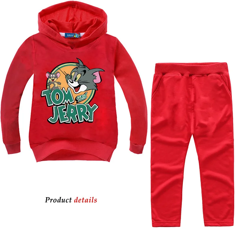 DLF/От 2 до 12 лет, детский осенний свитер с героями мультфильмов, костюм комплект одежды с Томом и Джерри, одежда для маленьких мальчиков, толстовки с капюшоном и штаны, изысканные наряды