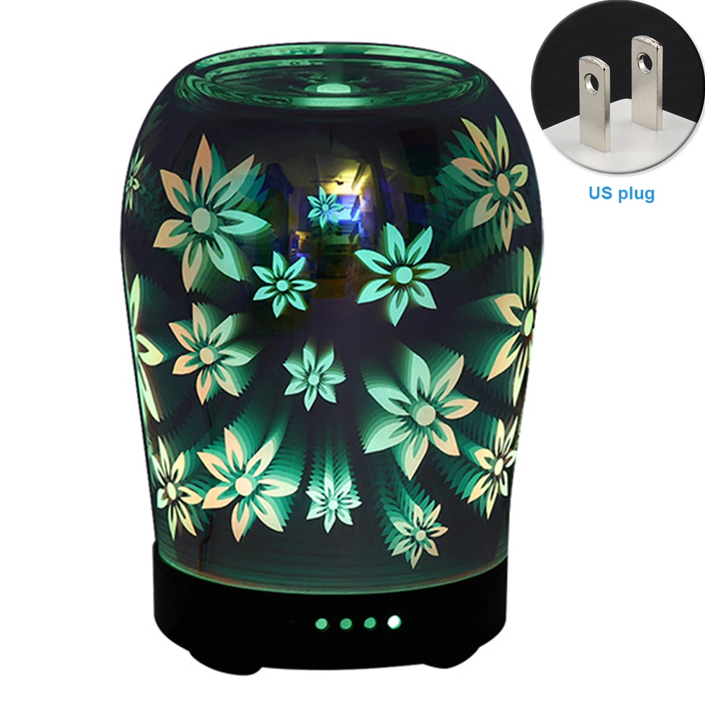 

Air Humidifier Aromatherapy Essential Oil Colorful Flowers Bedroom Spa Yoga Aroma Diffuser 3D Ultrasonic Living Room Night Light