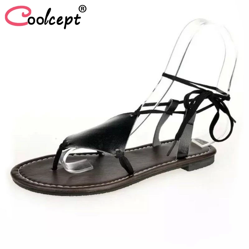 

Coolcept Fashion Women Korean Flat Sandals Flip Flops Cross Strap Gladiator Shoes Summer Club Shoes Women Footwear Size 34-39