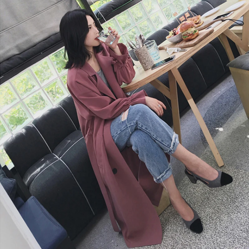 Longues Coupe khaki Printemps Tempérament Powder Veste Mode Moyen Bean 2019 De Nouveau Couleur Nuw119 Automne vent Solide Femmes XBqpOS