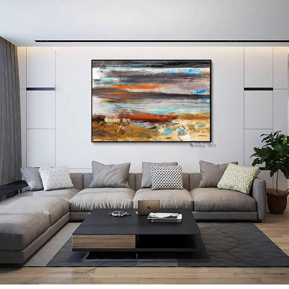 Large-oil-Painting-on-canvas-Abstract-Art-Modern-yellow-Level-acrylic-Painting-Canvas-Art-Living-Room