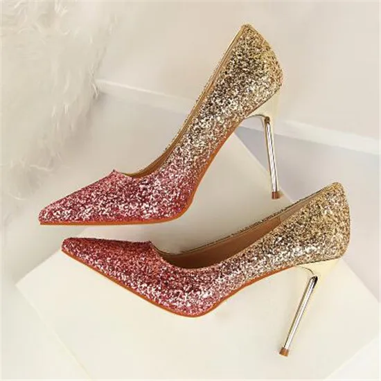 Bling Bling Paillette Women Pumps Female Dress Wedding Shoes Woman High Heels Rose Gold Silver Fashion Shoes Pointed Toe Pumps (15)