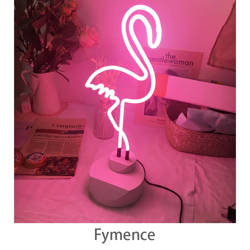 led pink flamingo neon light night lights table lamps fit for gift
