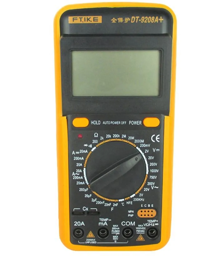 FTIKE DT9208A+ цифровой мультиметр, цифровой мультиметр, многофункциональный, ACA/DCA, измеритель емкости, температура/частота и т. д