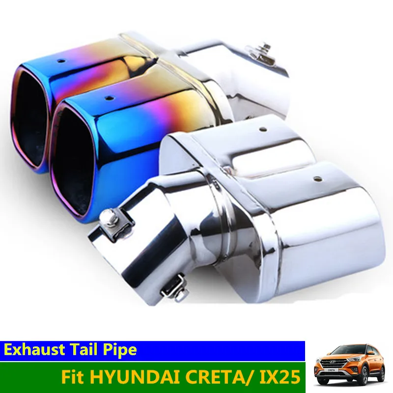

CRETA Exhaust Muffler Pipe Tip Stainless Steel Square Car Rear Tail Muffler Car Rear Tail Muffler for HYUNDAI IX25 CRETA