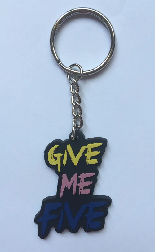 

GIVE ME FIVE PVC Keychains Promotional Keyrings Rubber Head Key Tag Customized Key Holder chaveiros personalizado