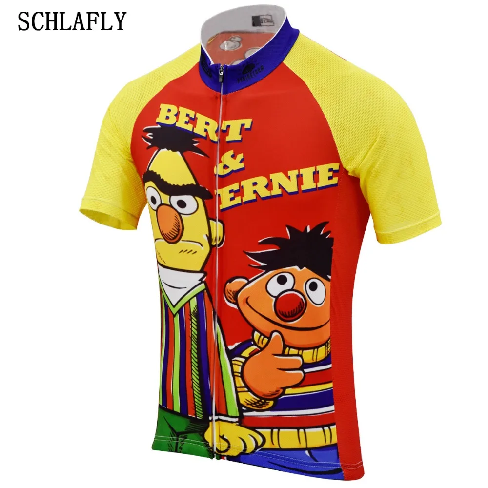 

red yellow cycling jersey summer short sleeve funny cartoon bike wear jersey pro road Mountain jersey cycling clothing schlafly