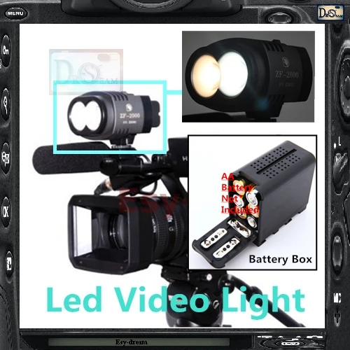 

ZF2000 ZF-2000 Hot Shoe Led Video Light Lamp Lighting 2000LM 5600k 2x CREE XML U2 for Camera Camcorder DV DSLR PF019