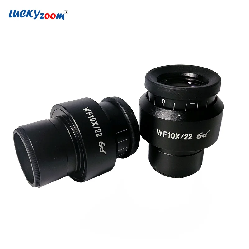Lucky Zoom Professional&nbsp;2pcs Adjustable Stereo Microscope Eyepiece 10X Brand 22MM Wide Field Binocular Trinocular Microscope Oculars Microscopio Lens