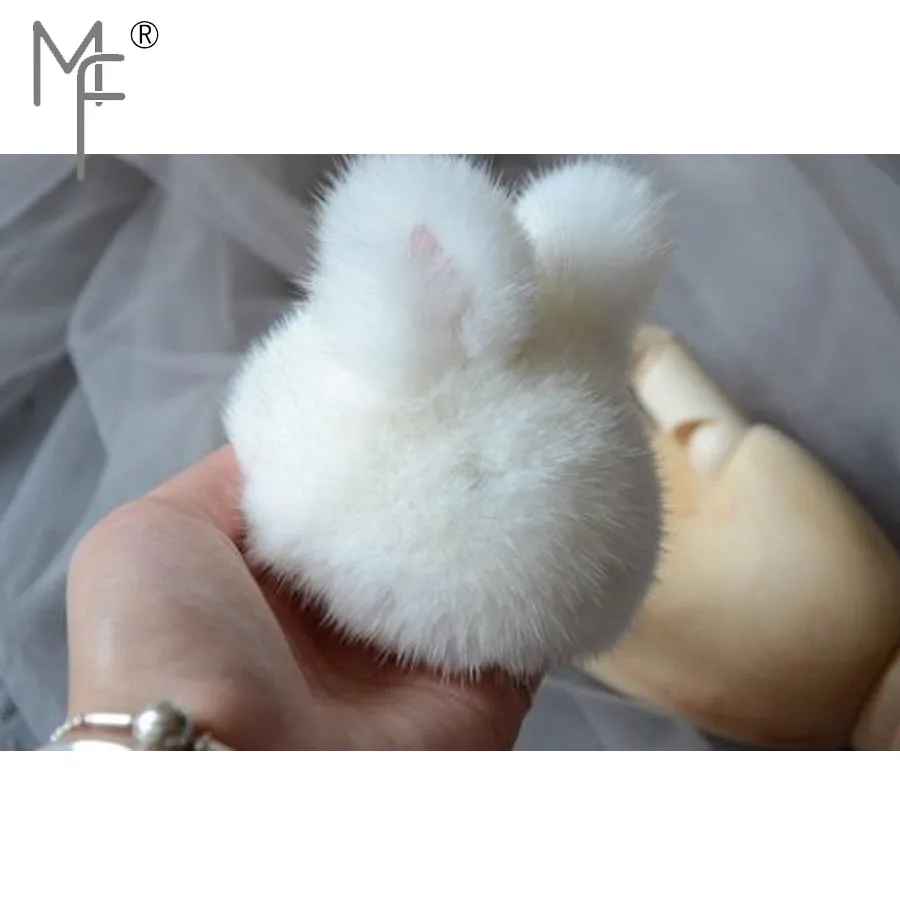 Сумка брелок Magicfur 9 см/6 см с натуральным мехом норки и кроликом мини подвеской для