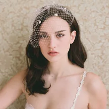 TS03 потрясающая 1 слой из шифона, короткие свадебная фата в форме птичьей клетки, Свадебный вуаль для волос Мантилья свадебная фата свадебные украшения, аксессуары