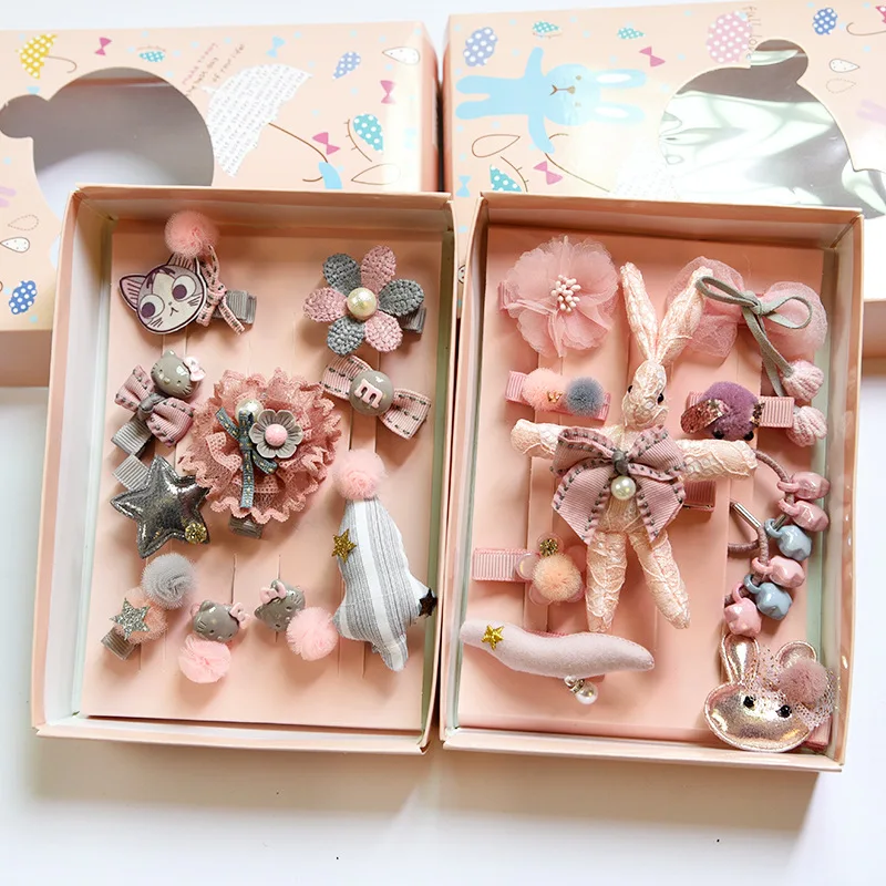 

NEW Children's Headwear Set 10Pcs/Set Handmade Cotton Cartoon Rabbit Cat Butterfly Hairpins Flower Headbands For Girls Headdress
