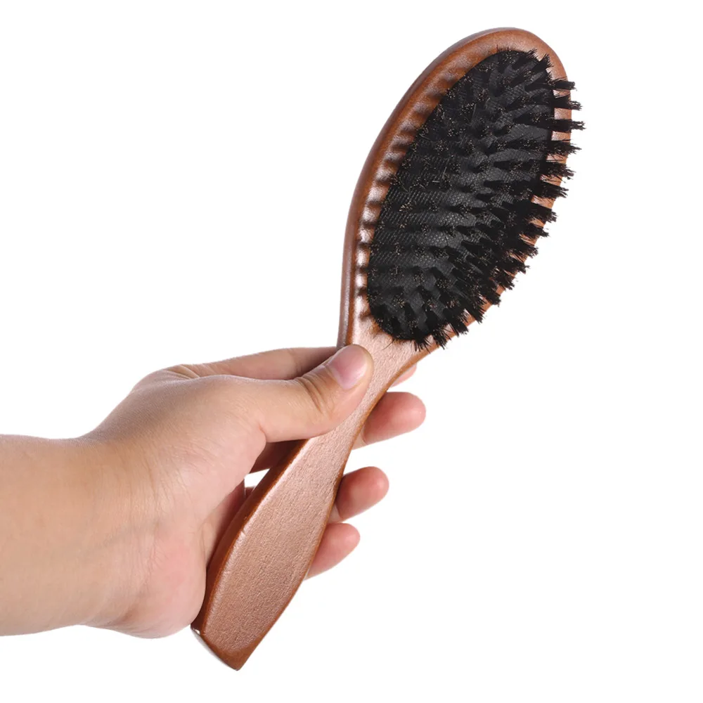 Натуральная щетка для волос из шерсти кабана гребень Овальный антистатическое весло для наращивания волос щетка для массажа кожи головы расческа Бук деревянная ручка