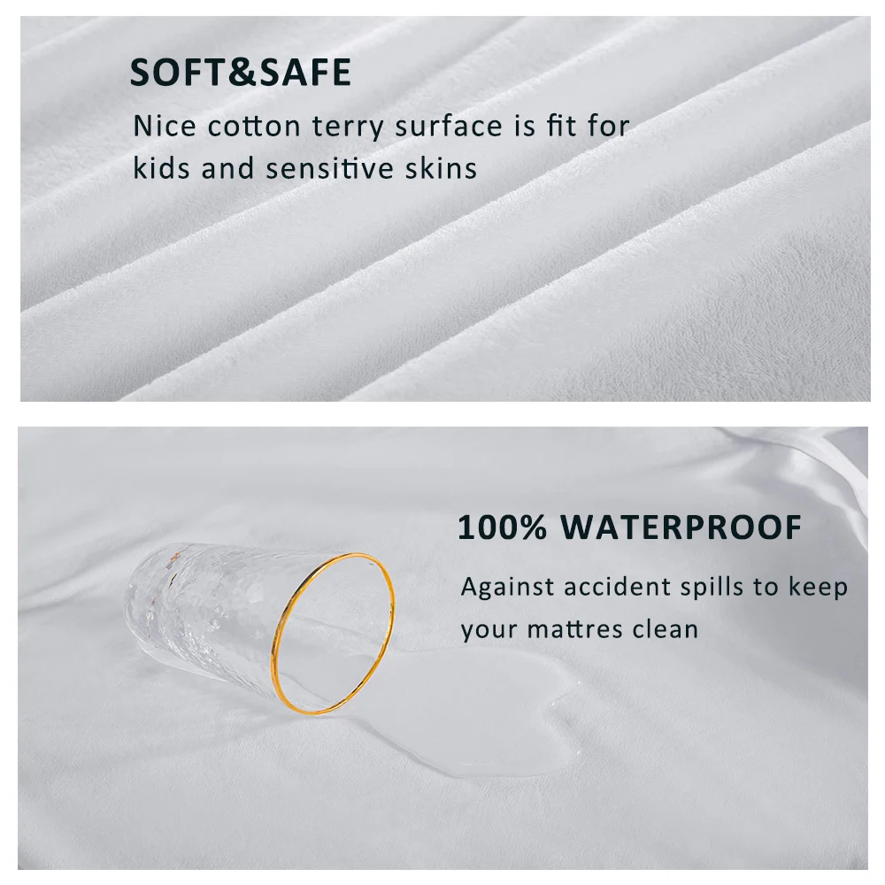  LFH New Terry Cloth Waterproof Bed Sheet For Mattress Pad & Topper With Band Bed Protector Waterpro