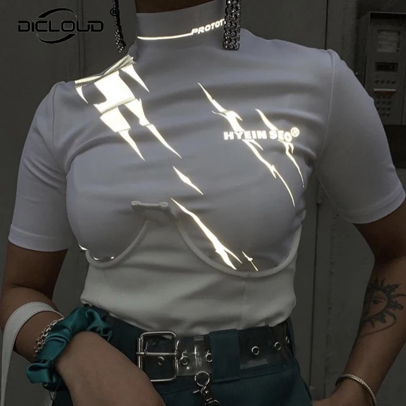 Кроп Топ женский в стиле панк Готическая уличная модная водолазка со