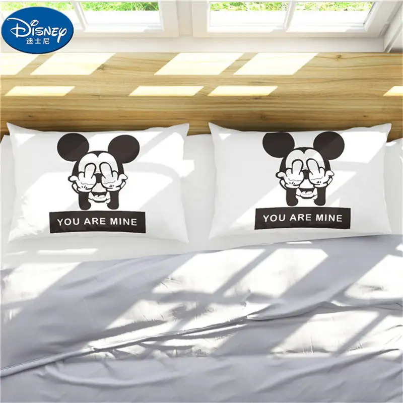 Веселый Микки Маус наволочка белая пара влюбленных Подарочная Подушка Чехлы для декоративных подушек домашняя спальня две пары подушек постельных принадлежностей - Цвет: Mickey-1