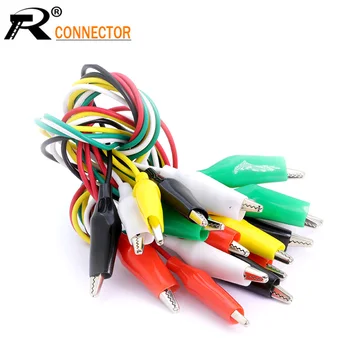 

10Pcs 5 colors 50cm length double-ended 44MM alligator clip jumper wire mini test clip DIY test cable test folder test hook clip