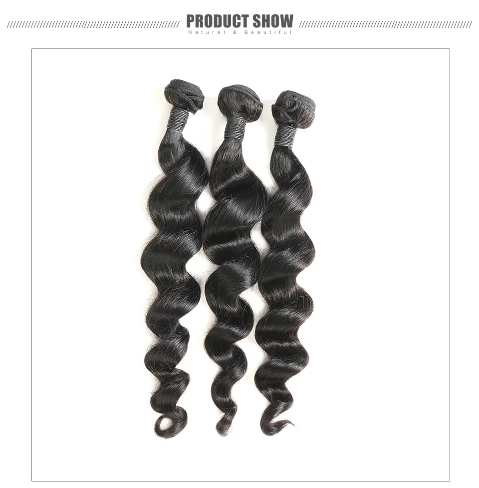 Hair Villa Brazilian Unprocessed Human Hair 3 Bundles Loose Wave Hair Weft  Natural Color Salon Longest Hair PCT 20% 8-28inch (1)